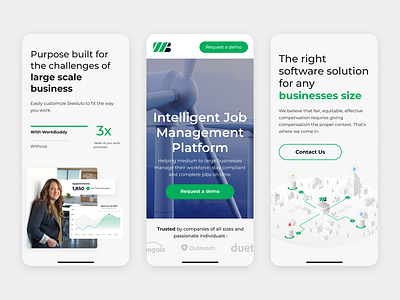 Mobile version website for a service company | WorkBuddy clear design graphic design ill illustration interface interface design management platform mobile mobile version product product design service company ui ux uxui vector web website white