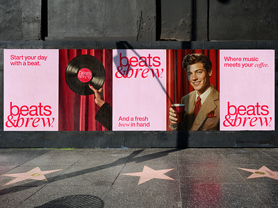 Beats & Brew: Walk of Fame branding cinema coffee graphic design logo music old fashion vinyl