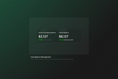 CRM Landing page - Features Section / User balance crm feature section figma finance app glassmorphism landing page ui user balance user interface