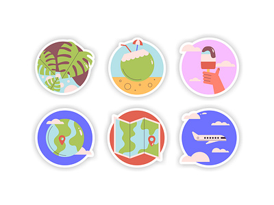 Vacation vibes! graphic design holidays icon icons illustration set sticker stickers travel tropical vacations vector