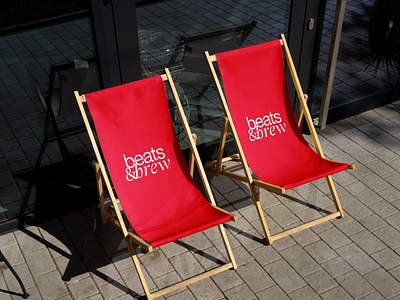 Beats & Brew: deck chairs branding cafe coffee graphic design logo mockup