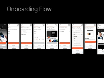 Onboarding Flow. Create profile OVOU NFC business card add to contact build connections business card business profile contact sharing corporate profile make connections mobile app mobile ui nfc business nfc card nfc product onboarding onboarding flow profile card saas design share contact smart business card teams ui