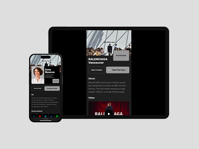 Business / Corporate profile for NFC business card. Balenciaga add to contact build connections business card business profile contact sharing corporate profile make connections mobile app mobile ui nfc business nfc card nfc product profile card profile design saas design share contact smart business card smart business card design teams ui
