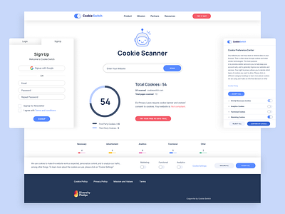 Cookie switch landing page logo ui ux