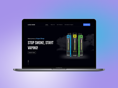 Modern Vape Website UX/UI Design e commerce landing page uiux vape vape shop website design