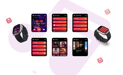 Music App UI Design(Apple Watch) smart watch ui design uiux uiux design