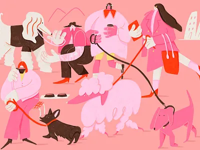 Dog Walk dog walk dogs illustration