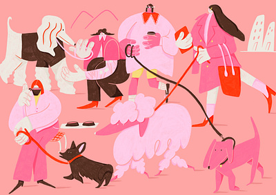 Dog Walk dog walk dogs illustration