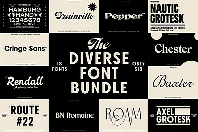 The Diverse Font Bundle calligraphy clean font geometric grotesk grotesque handwriting handwritten lettering minimal sans script serif slab serif type typeface typography