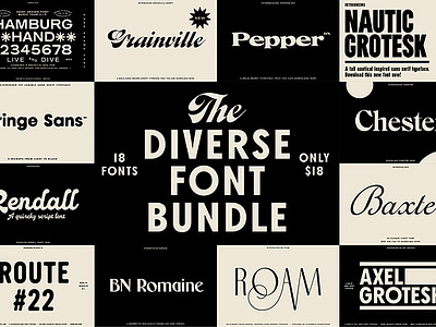 The Diverse Font Bundle calligraphy clean font geometric grotesk grotesque handwriting handwritten lettering minimal sans script serif slab serif type typeface typography