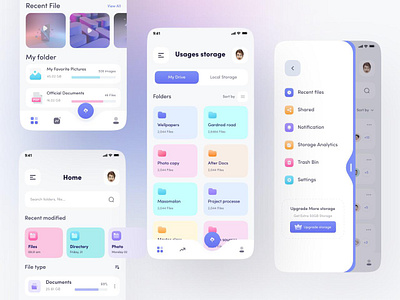 Cloud Storage App branding creative interface design dribbbleshots. dribble portfolio graphic design illustration logo storage app ui uiuxdesign