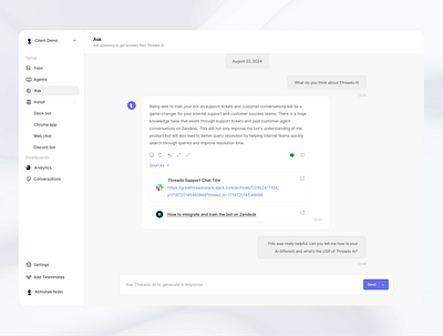 AI Chat - Testing/Ask page Design