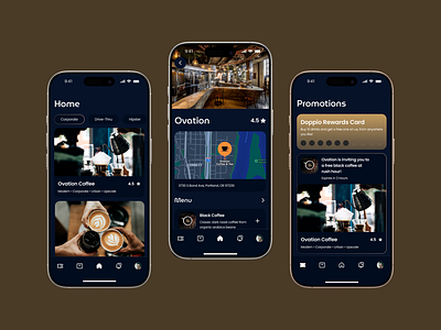Doppio - iOS App UI Concept for Coffee Lovers app app ui apple apps branding cafe coffee concept design figma free hi fi ios iphone kit mobile ui uidesign uiux ux