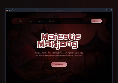 Majestic Mahjong Landing Page b2c branding clean dark ui graphic design interface landing page logo mobile online gaming promo landing social gaming ui user experience user interface ux web web design web marketing