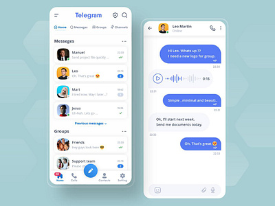 Telegram App Redesign branding creative interface design dribbbleshots. dribble portfolio graphic design illustration logo redesign ui ux