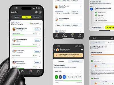 Physiotherapy App Design - Doctor Activity Page app clean design doctor app figma fresh healthapp healthcare healthcareui healthtech interface medicalapp patientmanagement physiotherapy saas therapyapp ui ux uxforhealth