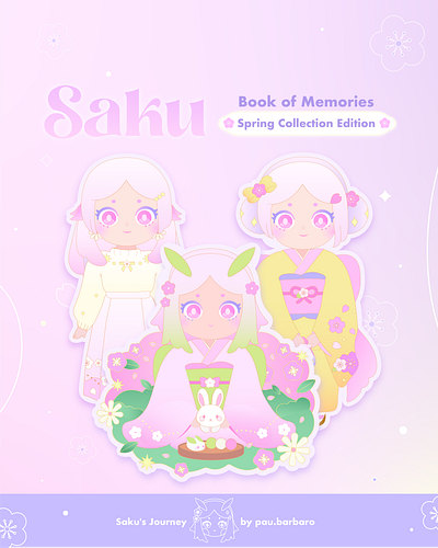 ‘Saku: Book of Memories’ 📖🌸 Character Design art character design cute design digital art graphic design icon illustration kawaii