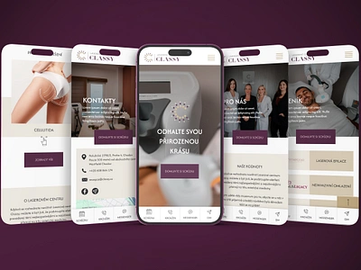 Classy Laser Center - mobile-first redesign beauty center laser center mobile mobile app mobile first mobile navigation mobile screens purple accent ui ux