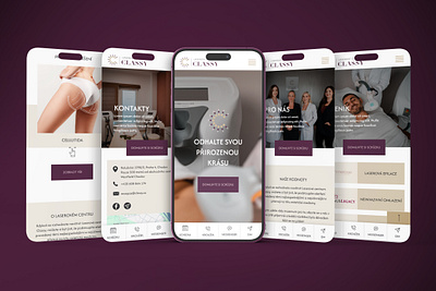 Classy Laser Center - mobile-first redesign beauty center laser center mobile mobile app mobile first mobile navigation mobile screens purple accent ui ux