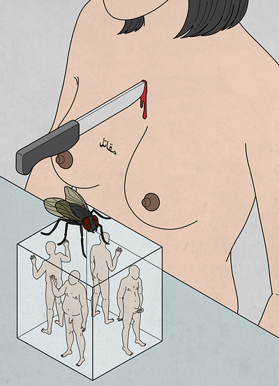 Keep hurting and fucking myself in the head with stupid men 2d art clean digital drawing flat fly hurt illustration isometric lineart love pain photoshop relationship