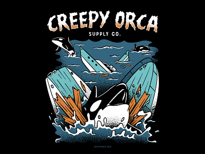 Creepy Orca Yacht Attack creepy orca eat the rich illustration killer whale orca orca whale sink the rich yacht attack