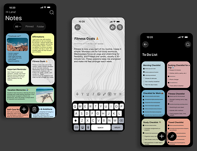 Notes App graphic design ui