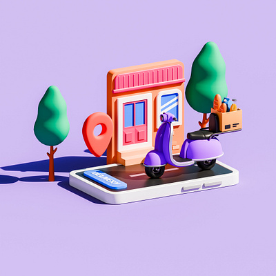 Delivery - Online Shopping 3D Illustration 3d 3d icon 3dmodeling animation blender 3d branding graphic design icon icon design icon designer icons illustration isometric low poly motion graphics online shopping shop shopping store ui