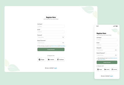 Registration Process / Signup Process accessibility branding form design interaction design minimalist design mobile ui registration flow registration form responsive design sign up sign up flow ui user flow ux web design