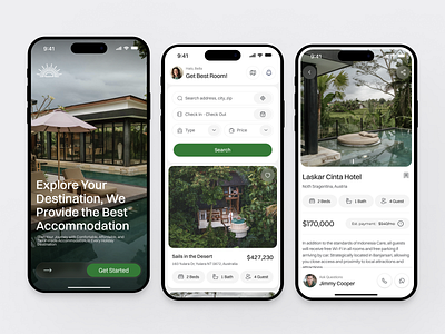 Hotel Booking App apartment app app design booking booking app clean design destination hotel mobile room search ticket travel travel app traveling ui ui design ux villa