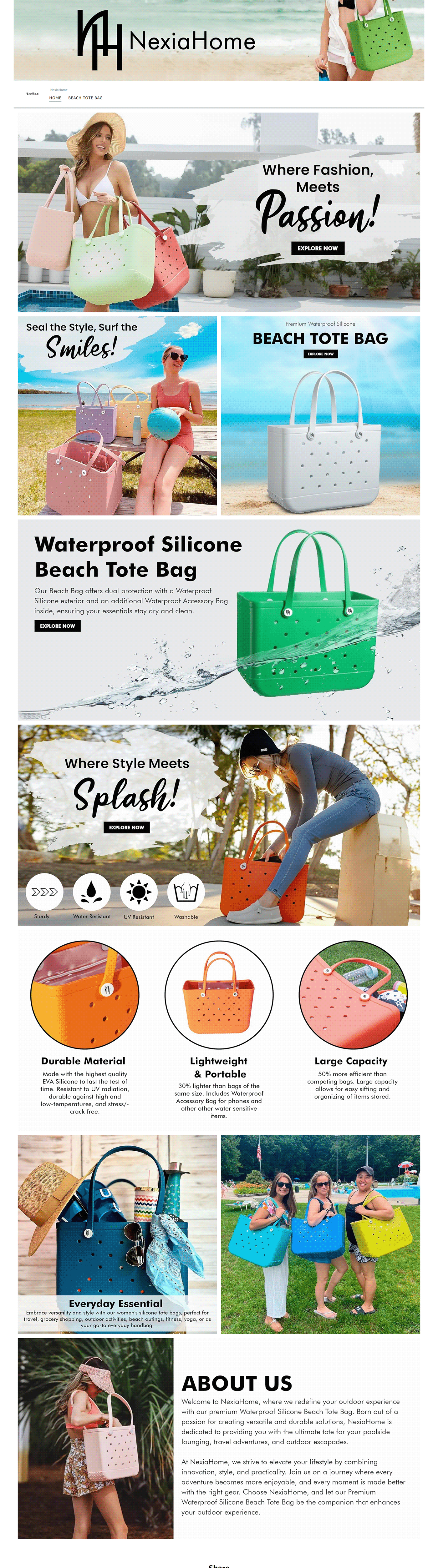 Amazon Storefront: NH tote bag amazon product photos branding