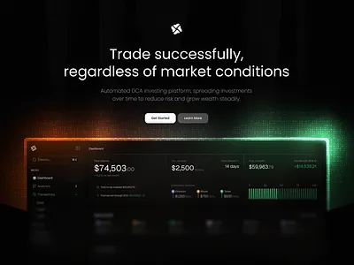 Crypto dashboard hero section ai ambient bitcoin crypto dark dashboard hero landing lighting money page section trading wallet website
