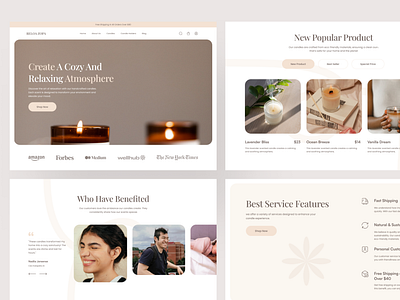 Reloa Zopa - Aromatherapy Candle Landing Page aesthetic aromatherapy branding candle candlelight design ecommerce homepage landingpage marketplace minimalist online store product scent shop ui ux web design website