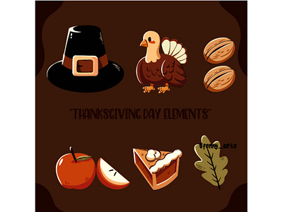 Turkey Set with Thanksgiving Elements america autumn canada celebration day decoration dinner elements festival food gathering holiday leaves pumpkin season set symbol thanksgiving traditional turkey