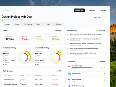 CRM Dashboard - Project Page cansaas clean crm dashboard dashboard design dashboard ui design interface minimalist product design project dashboard project management project saas saas saas dashboard saas design ui uiux ux