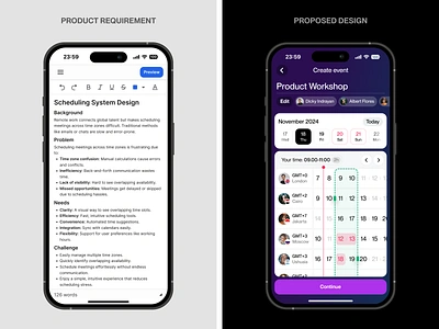 Designing Mobile Interfaces for Remote Team Meeting Coordination branding calendar coordination dark mode design event setup invitation meeting mobile app prd product design prototype remote work tool scheduling time slot ui ux weekly what if workflow optimization