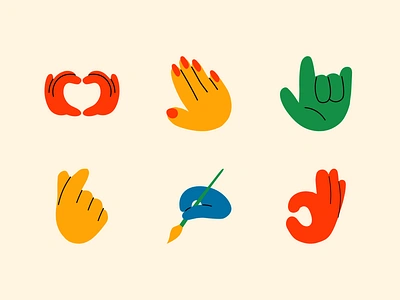 Vibrant Hand Emojis 🌈👋 design elements