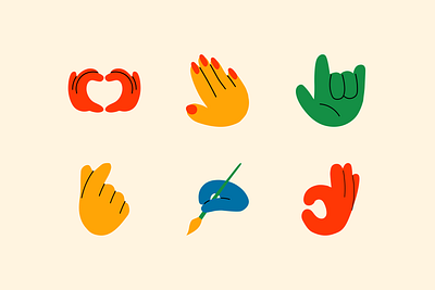 Vibrant Hand Emojis 🌈👋 design elements