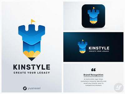 KINSTYLE Logo Design app branding castle colourful copywriting gradient graphic design graphic designer logo logo designer modern pencil ui ux