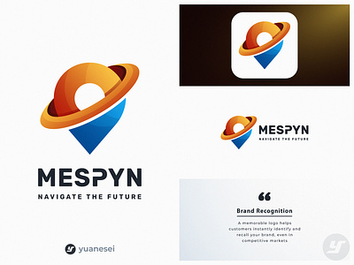 MESPYN Logo Design app branding colourful global gradient graphic design location logo logo designer maps modern pin tag ui ux