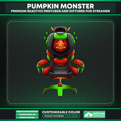 Vtuber Accessories Chair Halloween Theme | Stream Decoration halloweenstudiosetup