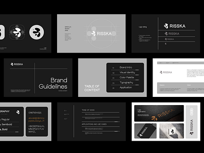 Risska - Risk Management | Brand Guidelines animation bento grid black and white brand brand book brand guidelines branding branding guideline business design graphic design illustration logo monochrome motion graphics presentation startup ui vector visual identity