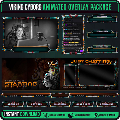 Viking Cyborg Overlay Package - Esport Overlay Viking overlay pack design