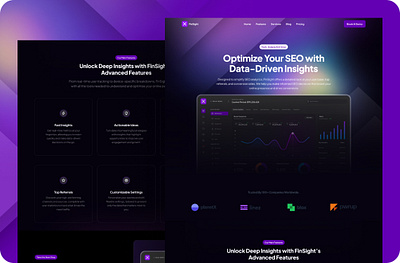 SaaS Landing Page Website – FinSight app application dark theme design ui ux