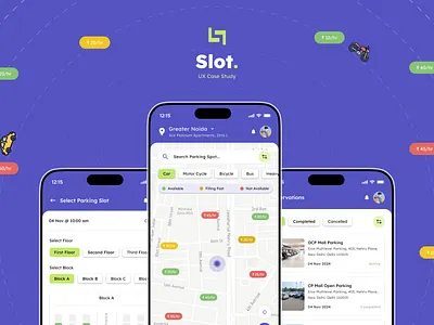 Slot | Mobile App | Case Study branding case study design illustration listing map view maps mobile mobile app design mobile ui motion graphics nearby parking product design ui uidesign ux uxdesign