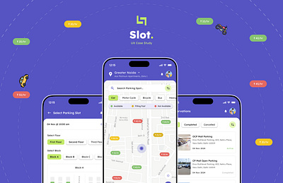 Slot | Mobile App | Case Study branding case study design illustration listing map view maps mobile mobile app design mobile ui motion graphics nearby parking product design ui uidesign ux uxdesign