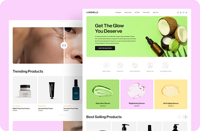 Skincare Landing Page Website design minimal modern product ui skincare theme ui ui design ux website