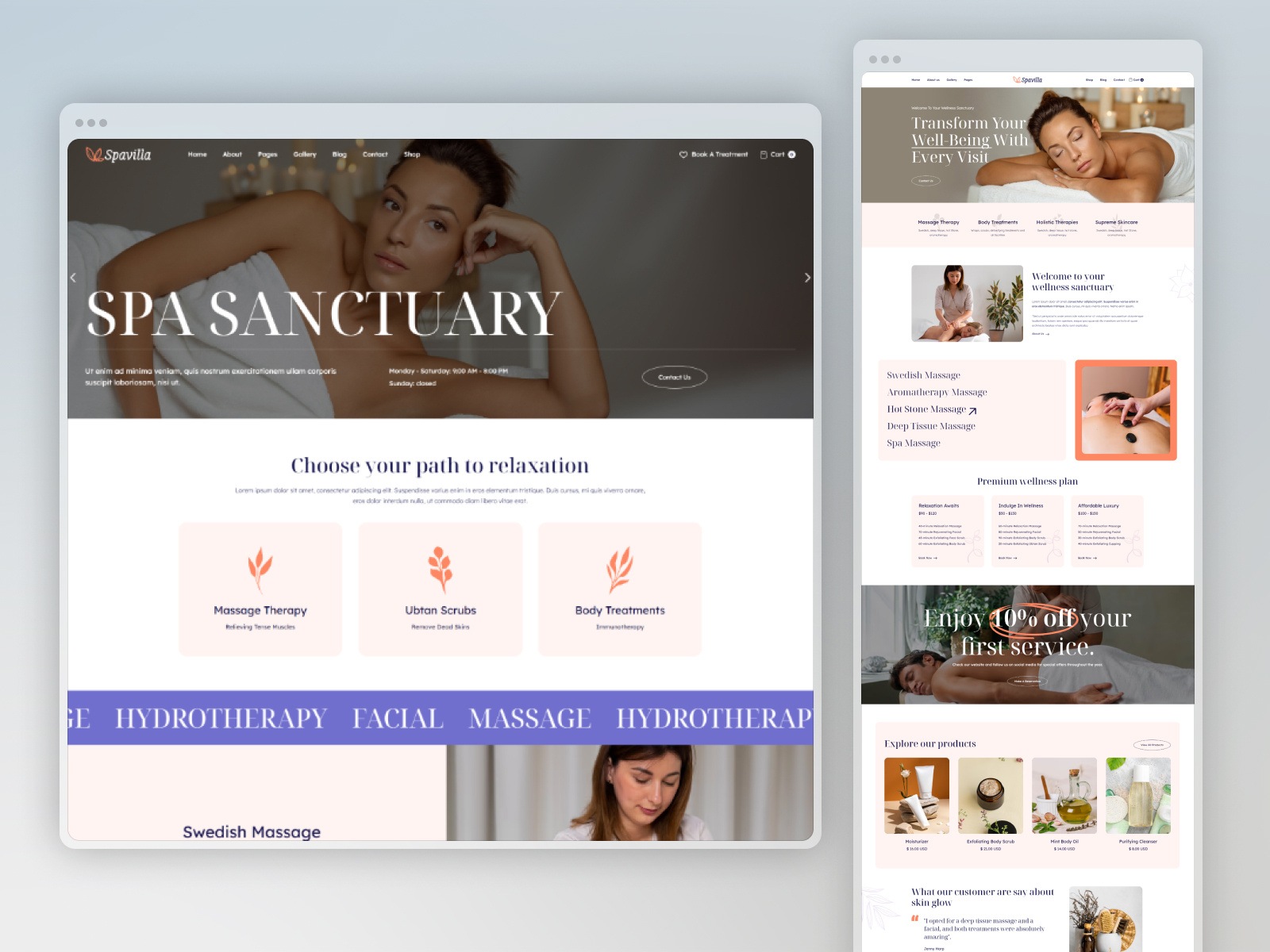 Spavilla - Beauty Spa and Wellness Center Webflow Template beauty beauty spa e commerce health and wellness holistic health luxury spa professional design responsive responsive design salon services spa spa booking spa promotions spa treatment spa website uiux webdesign webdevelopment webflow template wellness center