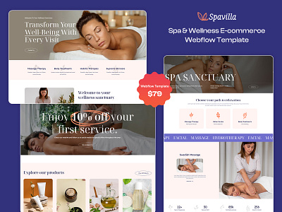 Spavilla - Beauty Spa and Wellness Center Webflow Template beauty e commerce responsive spa uiux webdesign webdevelopment webflow template