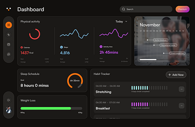 Vitalize Dashboard dashboard design fitness ui ux design