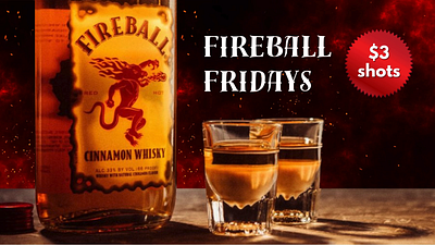 Fireball Fridays Template Design animated bar canva design finch fireball graphic design motion graphics presentation tv whiskey